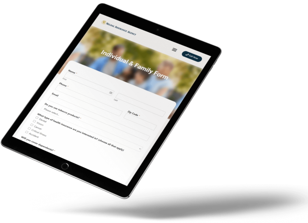 Neldal Insurance - An application on an ipad designed for both individuals and families.